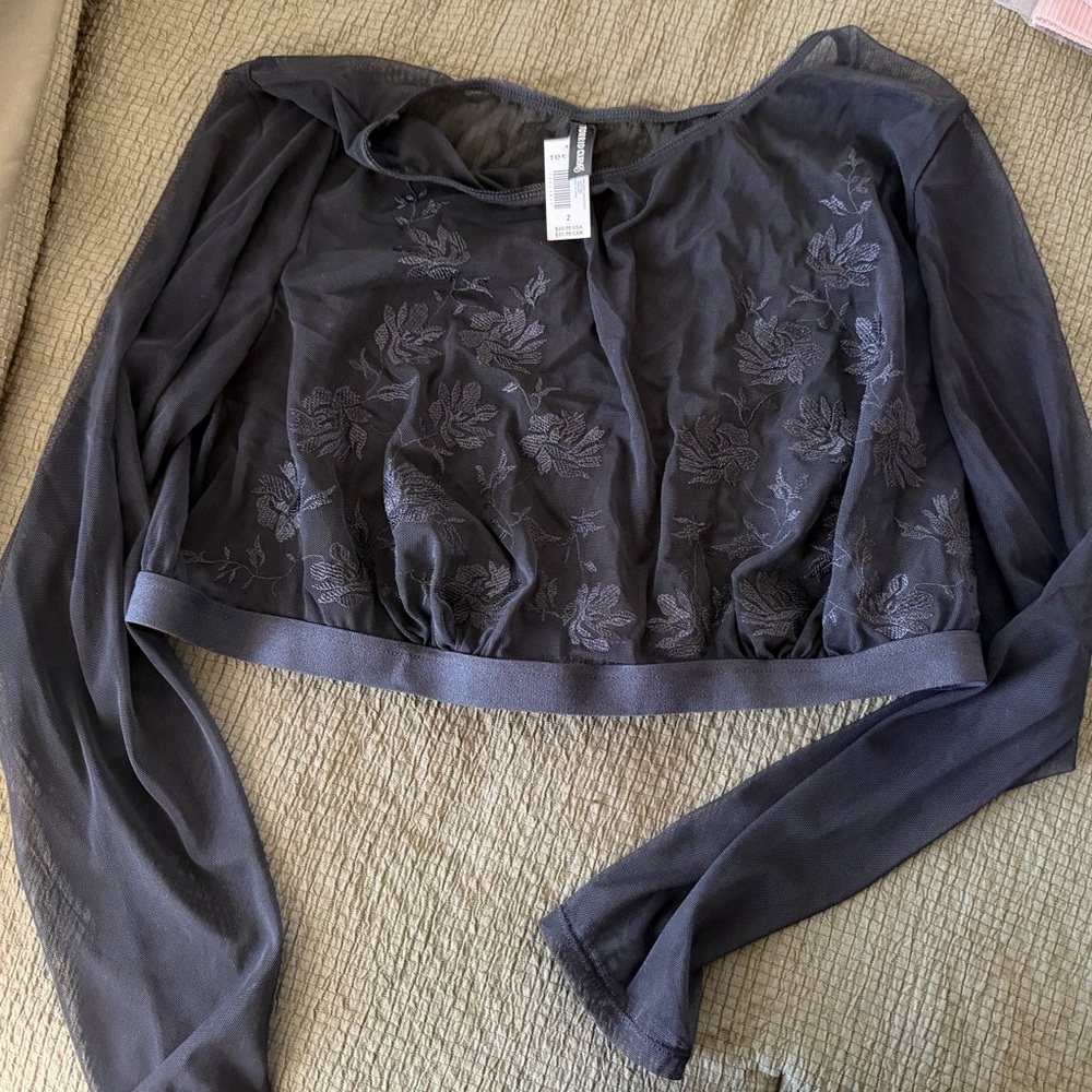 Torrid Sheer Black Floral Crop Top